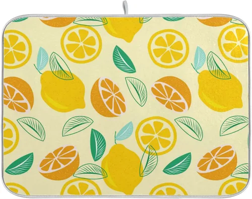 Miniatura 33 de Tapete de secado de platos de flores de fondo negro para encimera de cocina de 18 x 24 pulgadas, tapete de microfibra absorbente, tapete de secado