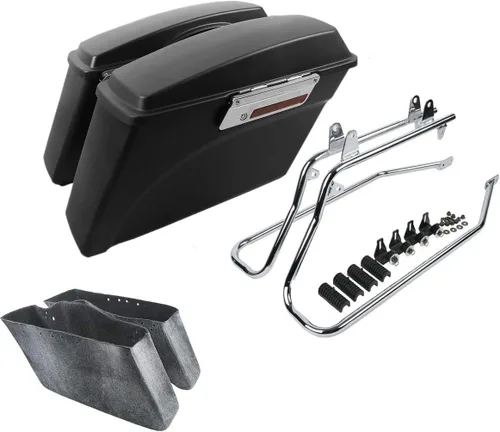 Miniatura 38 de Kit de soporte de conversión para alforjas extendidas de 4" TCMT, compatible con Harley Heritage Softail Fatboy FLSTF Breakout 1984-2017, negro