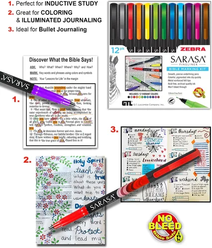 Miniatura 5 de Zebra Sarasa - Kit de marcado bíblico (12 unidades)