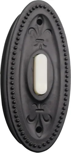 Miniatura 6 de Timbre ovalado tradicional negro mate, botón de timbre con cable, timbres decorativos para el hogar