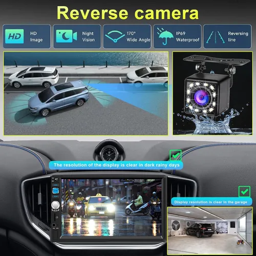 Miniatura 5 de Apple CarPlay inalámbrico y Android Auto, estéreo de coche doble DIN - Pantalla táctil IPS de 7", 1024*600, radio de coche FM, Bluetooth 5.2, 180W