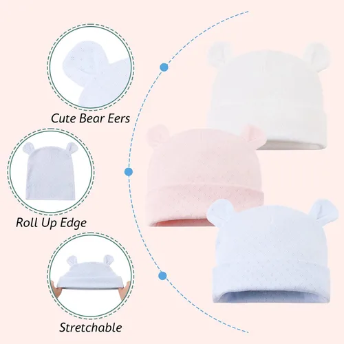 Miniatura 4 de Cotton Newborn Baby Girls Hat Spring Newborn Boys Hat Cute Rabbit Infant Beanie