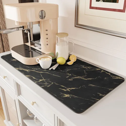 Miniatura 24 de AMOAMI Tapete de café absorbente con parte trasera de goma para secar platos para encimera de cocina, accesorios de bar para debajo de la cafetera