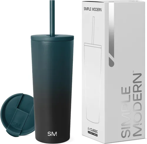 Miniatura 70 de Simple Modern- Vaso con aislamiento, c/tapa y pajilla Taza de viaje Botella de agua de ac. inox. reutilizable Unisex Colecc. Classic 24 oz