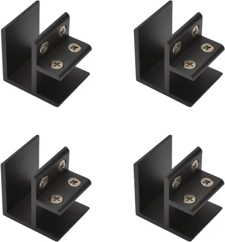 Miniatura 19 de INCREWAY Abrazadera de vidrio, paquete de 4 soportes ajustables de aleación de aluminio de doble cara para estante de vidrio, soporte de abrazadera