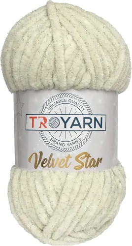 Miniatura 11 de Troyarn Velvet Star (Paquete de 3 Madejas) - Ovillo de felpilla con purpurina plateada para manta de bebé, hilo amigurumi, para ganchillo y tejer