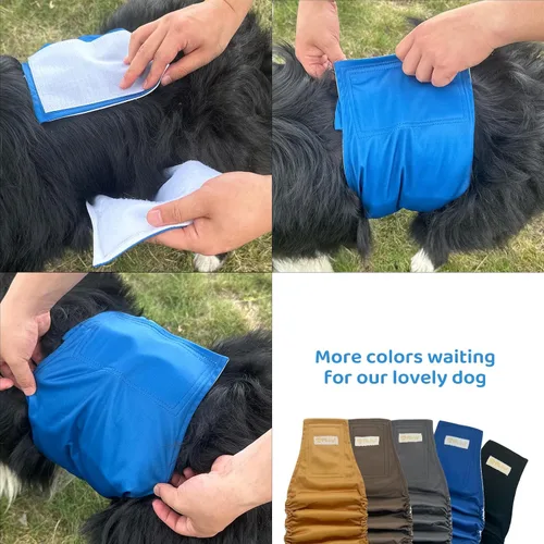 Miniatura 2 de Pañales reutilizables para perros machos de alta absorción, bandas lavables para el vientre para perros machos, paquete de 5