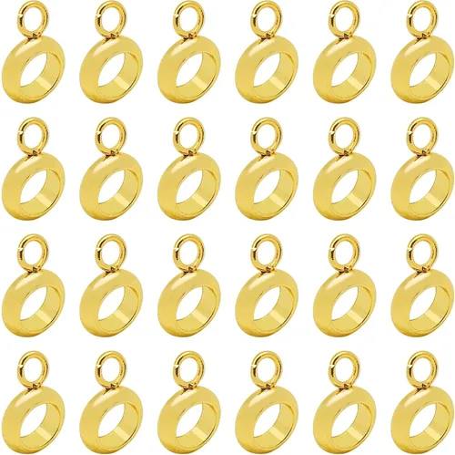 Miniatura 11 de 100 cuentas de acero inoxidable para tubo de fianza, cuentas espaciadoras de columna con colgador de bucle, enlaces de conector colgantes para 100