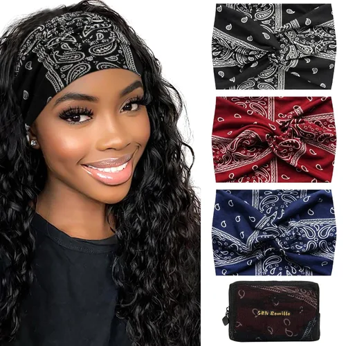 S&N Remille Diademas Anchas para Mujeres, Banda para el Cabello Grande, Diadema Elástica Antideslizante con Nudo Trenzado, Accesorios para Yoga y