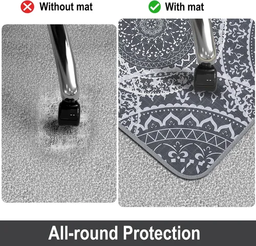 Miniatura 6 de AiBOB Tapete para silla para suelos alfombrados, material duro de alta calidad, tapete de oficina para escritorio de computadora en alfombra, fácil