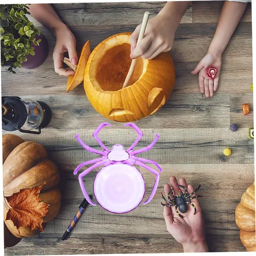 Miniatura 7 de Alipis Plato de araña, bandeja de servir en forma de araña de Halloween, plato de frutas de plástico, bandeja decorativa de postre para decoración