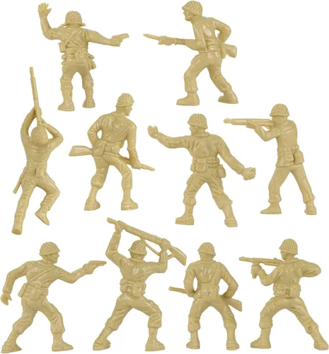Miniatura 5 de BMC Classic Tan Plastic Army Men - 40 figuras de soldado de la Segunda Guerra Mundial - Fabricado en Estados Unidos Bronceado