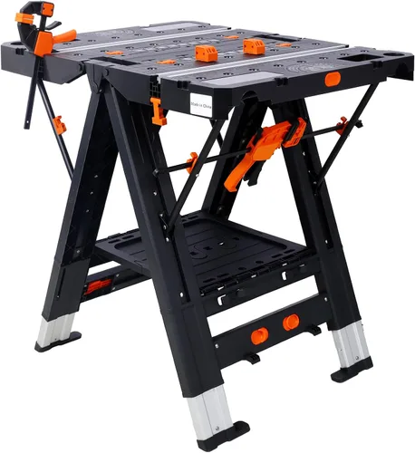 Miniatura 9 de Mesa de trabajo plegable 2 en 1 y caballete, 31" Ancho x 25" Profundidad x 28" Altura Configuración fácil Banco de trabajo portátil, mesa de trabajo