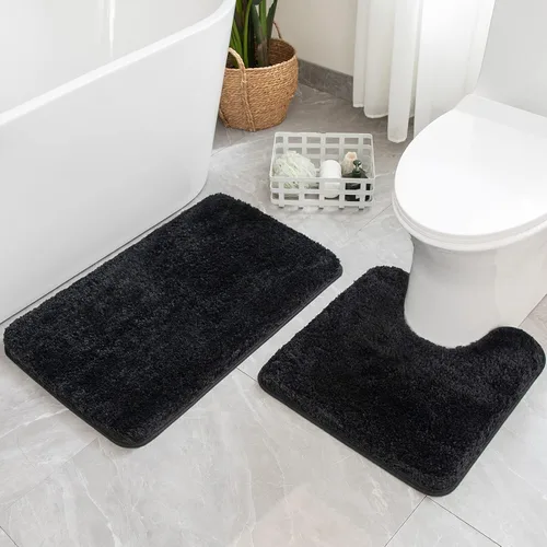 Miniatura 63 de MIULEE Juego de 2 alfombras de baño antideslizantes peludas extra gruesas y suaves, alfombrillas de baño de microfibra suave absorbente de agua