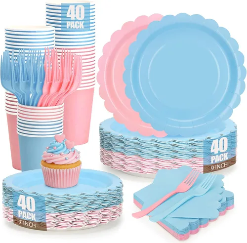 Miniatura 10 de Black Gold Paper Plates and Napkins-100 PCS-50 x 7''Dessert Plates & 50 x 6.5''Napkins,Gold Dots Paper Plate Party Supplies,for Azul Dorado