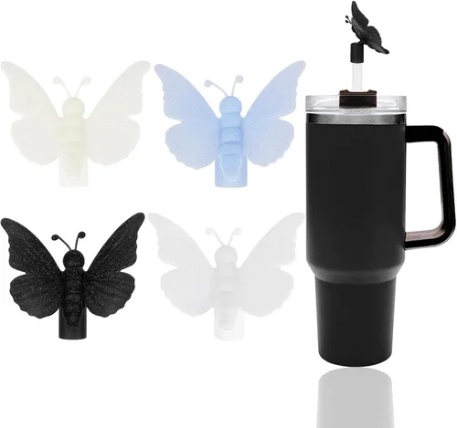 Miniatura 17 de 6 fundas de paja con diseño de flores bonitas compatibles con vasos Stanley de 30 y 40 onzas, tapas reutilizables de silicona para popotes, 18-6