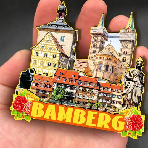Miniatura 4 de Bamberg Alemania - Imán de madera 3D para nevera, recuerdos coleccionables, decoración hecha a mano