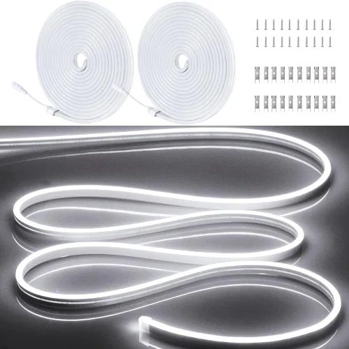 Miniatura 15 de Tiras de Luces LED de Neón Blancas de 12V - 16.4 Pies Flexibles Impermeables Cortables, Luces de Cuerda de Neón de Silicona Flexible para Cocina