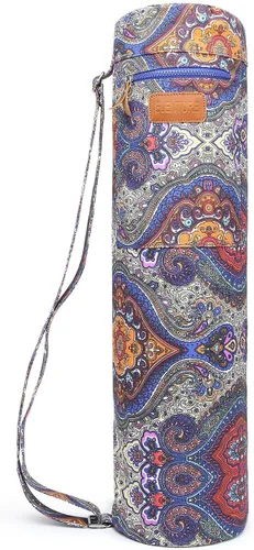 Miniatura 15 de Bolsa de lona para esterilla de yoga con correa ajustable y bolsillos, bolsa de gimnasio de viaje con cierre completo para mujeres y hombres, se