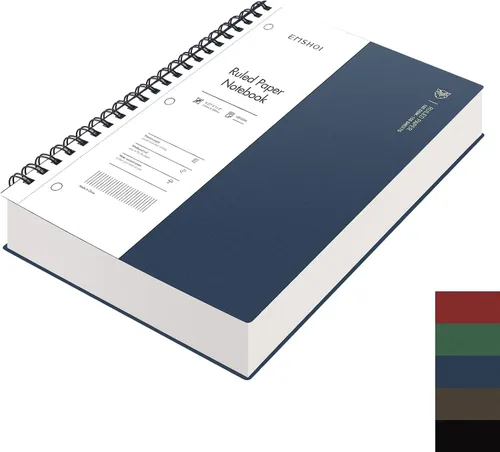 Miniatura 10 de EMSHOI Cuaderno con espiral A4, cuaderno de rayas universitario - 300 páginas, papel grueso de 100 g/m², se abre 180° para colocarse plano