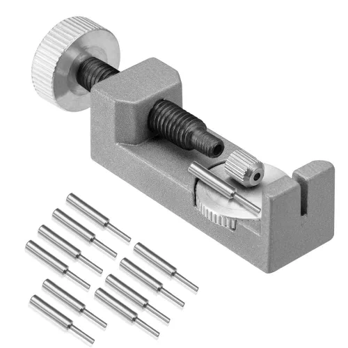 Miniatura 5 de selizo Kit de removedor de eslabones de reloj, herramienta de correa de reloj con 10 pines adicionales para extracción de pines de enlace