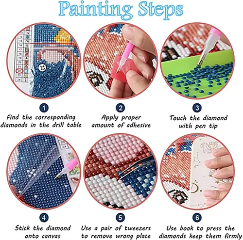 Miniatura 6 de QAZWSX Kit de pintura de diamantes, acuarela cerebro 5D, pintura artística de diamante DIY, para adultos y niños, 12 x 16 pulgadas