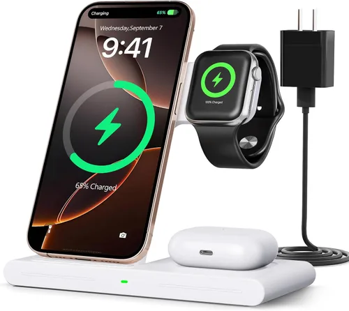Miniatura 13 de RYND Cargador rápido inalámbrico portátil de viaje 2026 para Apple y estación de carga Android, carga 3 en 1 para iPhone 17 16 15 14 13 12, Apple