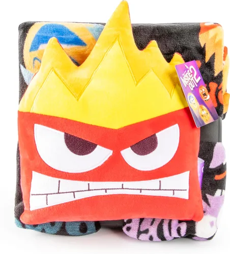 Miniatura 8 de Jay Franco Disney Pixar Inside Out Anger Nogginz - Juego de ropa de cama de viaje de 40 x 50 pulgadas, manta y almohada de viaje ligera para niños