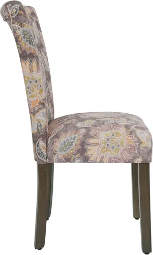 Miniatura 179 de Homepop Silla de comedor con detalles festoneados, sillas de comedor Parsons tapizadas, muebles decorativos para el hogar, tejido gris claro