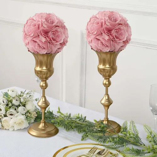 Miniatura 15 de Efavormart - Paquete de 2 bolas de flores artificiales de seda de 7 pulgadas, bola de besos con cinta colgante para pasillo de boda y centros