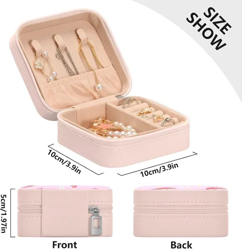 Miniatura 4 de Joyero de viaje organizador para mujeres, niñas y hombres, pequeña caja de almacenamiento portátil para joyas, aretes, anillos, collares, hongos