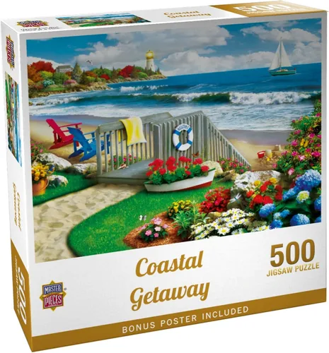 Miniatura 8 de MasterPieces Rompecabezas de 300 Piezas EZ Grip – Escena de Playa Coastal Getaway – Rompecabezas de Piezas Grandes para Personas Mayores, Adultos
