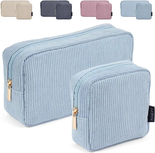 Miniatura 9 de MAGEFY Pequeña bolsa de maquillaje para bolso, mini bolsa de cosméticos de pana, linda bolsa cosmética para mujeres con bolsillos deslizantes