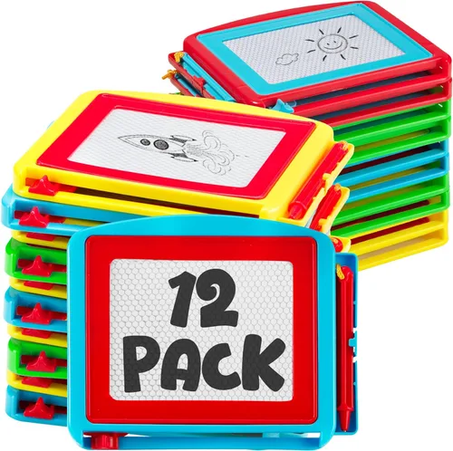 Miniatura 9 de Bedwina Pizarra magnética de dibujo para niños (paquete de 6) Tableta de dibujo borrable y bloc de dibujo de viaje para niños y niñas, regalos