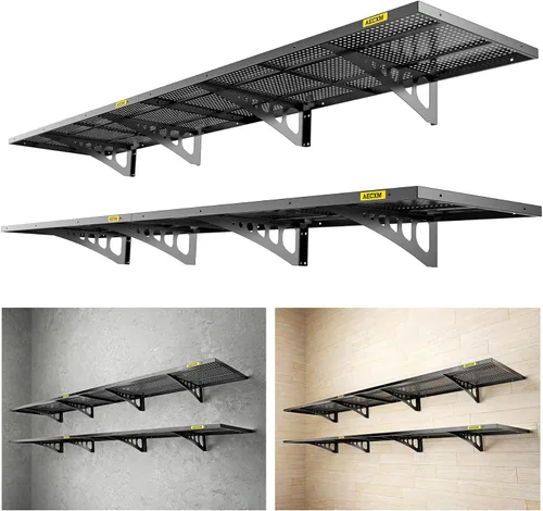 Miniatura 10 de Aecxm Paquete de 2 estantes de pared de garaje ajustables de 1.64x4 pies con capacidad de carga de 560 libras, estante de almacenamiento montado