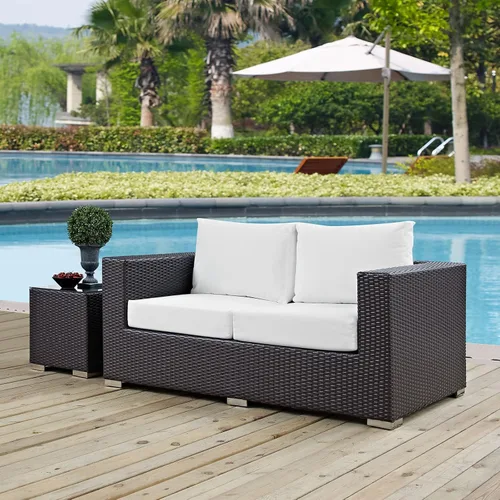 Miniatura 9 de Modway EEI-1911-EXP-ORA Convene - Muebles otomanos cuadrados de tela para patio, muebles de exterior, color naranja espresso Espresso Naranja