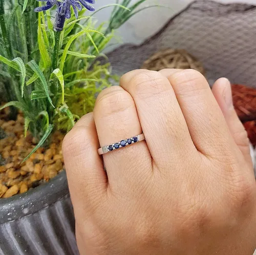Miniatura 144 de Dazzlingrock Collection Anillo de boda redondo de 5 piedras preciosas o diamantes para mujer en oro macizo de 10 K/14 K/18 K