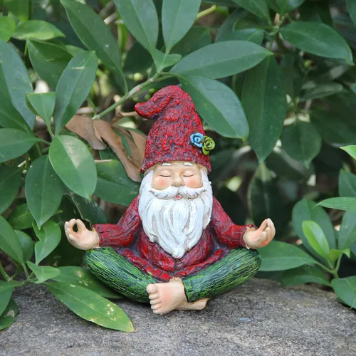 Miniatura 4 de Smadeer Estatua de gnomo de yoga de jardín, figura de gnomos al aire libre con luces solares, Knome en postura de yoga para decoración de jardín
