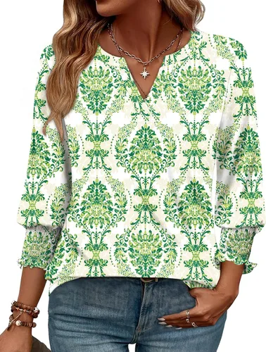 Miniatura 11 de WIHOLL 3/4 Length Sleeve Womens Tops Summer Shirts Spring Vacation Outfits Dressy Casual Trendy Fall S-3XL