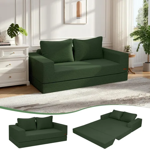 Miniatura 53 de COMAX Sofá cama futón, sofá cama convertible 4 en 1, sofás plegables sin hueso para sala de estar, plegable pequeño sofá biplaza plegable en el Negro