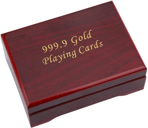 Miniatura 5 de VGEBY 1 cartas de póquer, lujo falso chapado en oro cartas de póquer con caja para juego de mesa (Euro)