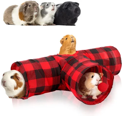 Miniatura 11 de Rypet Túnel de Cobaya de 3 Vías Plegable Túneles y Tubos para Mascotas Pequeñas con Pelota Interactiva para Conejo Bebé Hurón Hámster Chinchilla