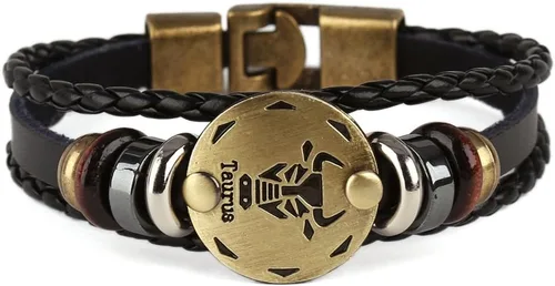 Miniatura 38 de Hamoery Pulsera de cuero de aleación punk para Constellation trenzada pulsera pulsera brazalete