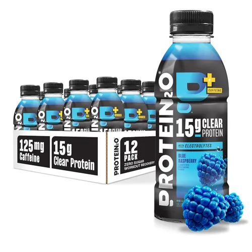 Protein2o - Bebida de agua con 0.53 onzas de proteína de suero de leche; energizante, sabor a arándano y frambuesa, 17 onzas fluidas por botella,