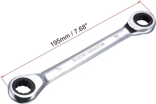 Miniatura 2 de uxcell Llave de trinquete de extremo de caja doble (0.551 in x 0.591 in) métrica 72 dientes 12 puntas llave de trinquete herramientas CR-V