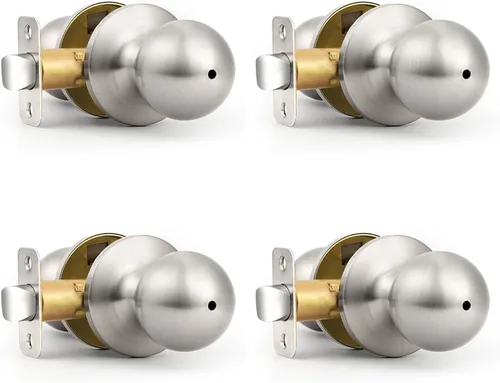 Miniatura 8 de Probrico Paquete de 3 cerraduras redondas de privacidad para puertas interiores sin llave, cerraduras de puerta en forma de bola para cepillado