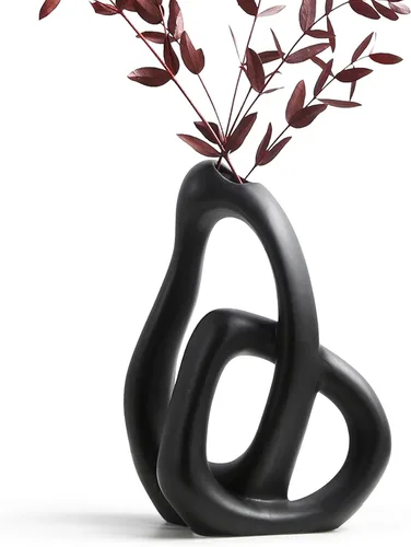 STHIE Floreros modernos de cerámica blanca para decoración del hogar estética, florero decorativo bohemio para ramo de hierba de pampas, sala de