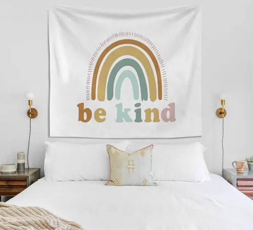 Miniatura 2 de Knibeo Tapiz de pared bohemio arcoíris – Tapiz de 50 x 60 pulgadas para niños, bohemio para colgar en la pared para aula, decoración de habitación