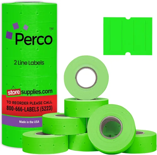 Miniatura 12 de Perco Etiquetas azules de 2 líneas, 6,000 etiquetas de precio en blanco y fecha para pistolas Perco de 2 líneas de precio y fecha, 8 rollos, 1