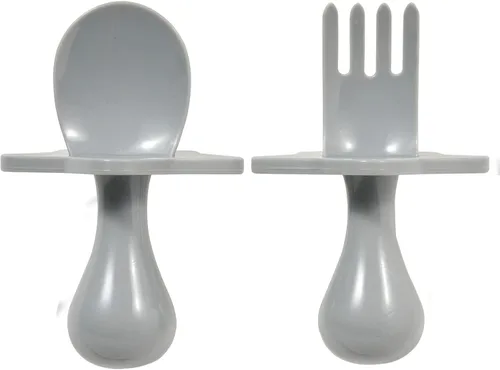 Miniatura 11 de Elli&Nooli Juego de utensilios de silicona para bebé, juego de 2 piezas, color azul, apto para el destete y tenedor de cuchara de alimentación